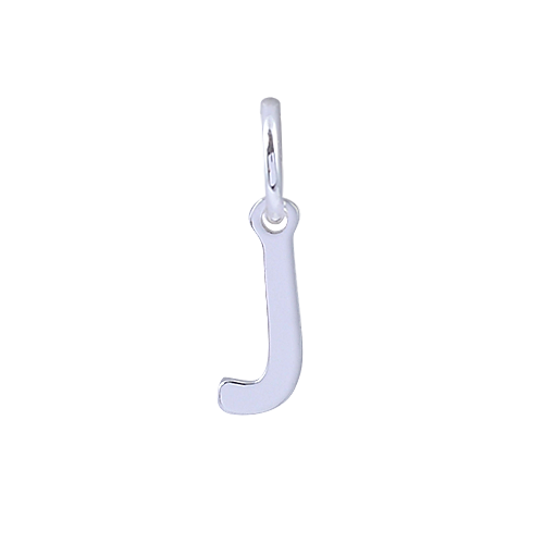 Silver letter 'J' pendant on a white background