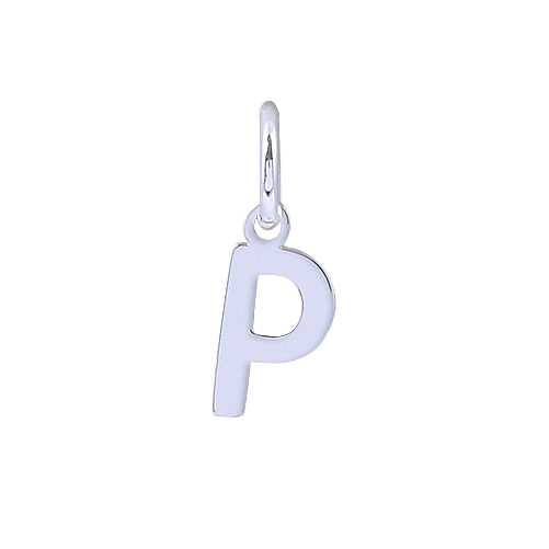 Silver letter 'P' pendant on a white background