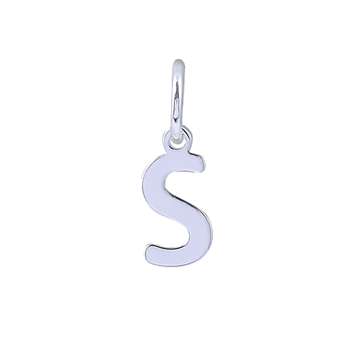 Silver letter 'S' pendant on a white background