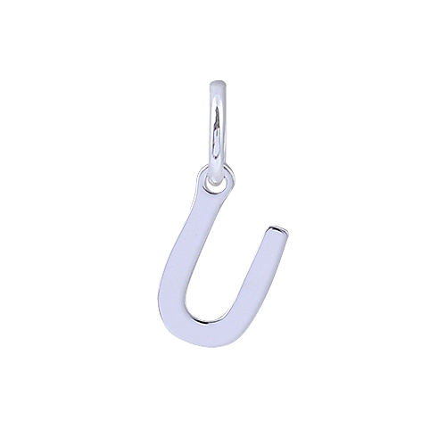 Silver letter 'U' pendant on a white background