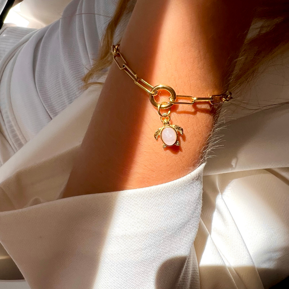 Australian Sea Turtle Stone Charm Bracelet