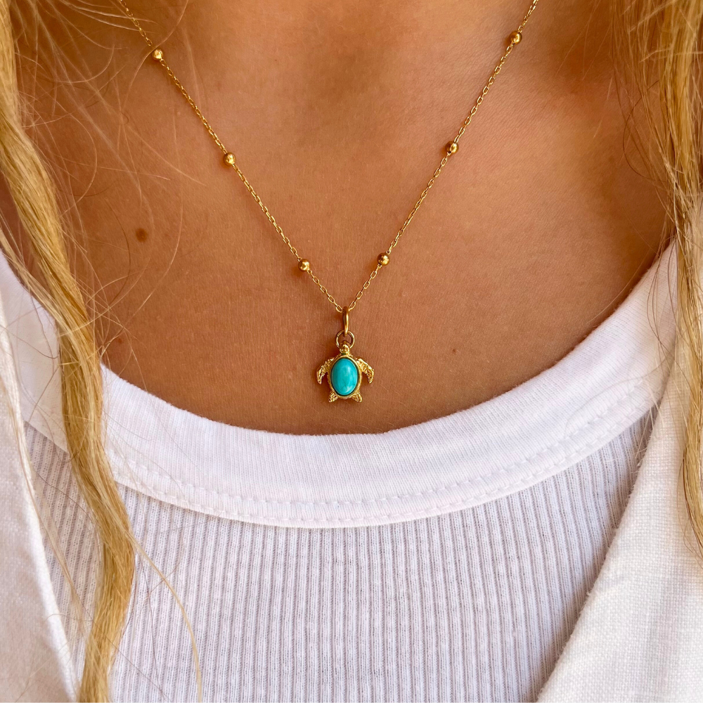 Kemp's Ridley Sea Turtle Stone Necklace