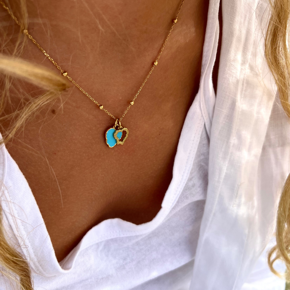 Heart Reef Enamel Gold Necklace