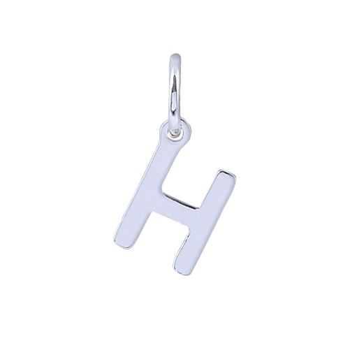Silver letter 'H' pendant on a white background