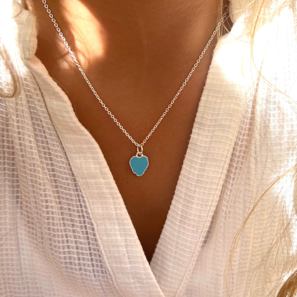 Heart Reef Enamel Silver Necklace