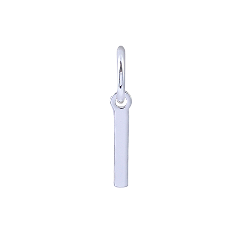 Silver earring with a vertical bar on a white background