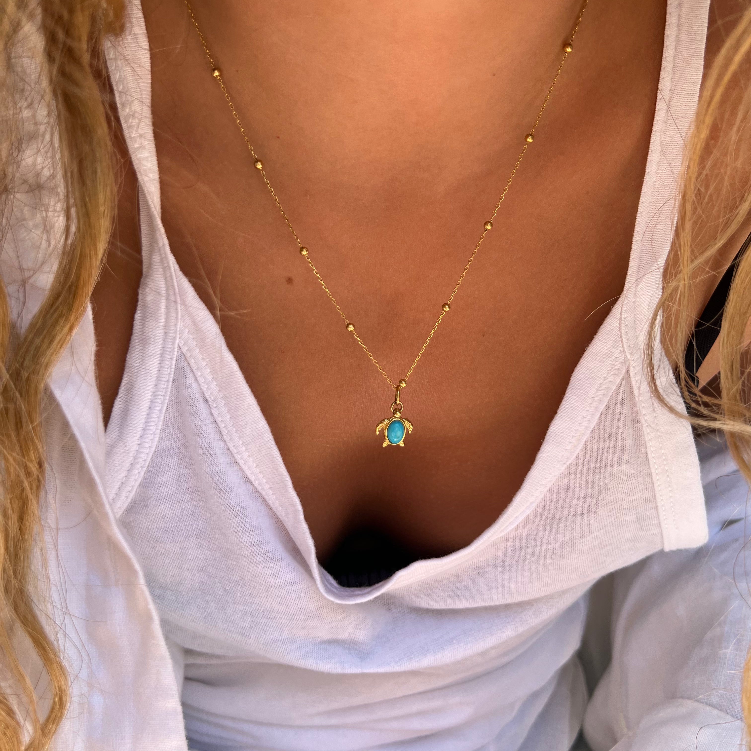 Kemp's Ridley Sea Turtle Stone Necklace