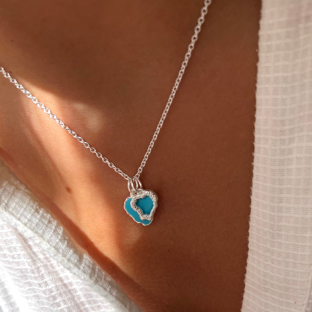 Heart Reef Enamel Silver Necklace