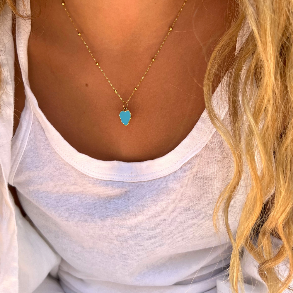 Heart Reef Enamel Gold Necklace