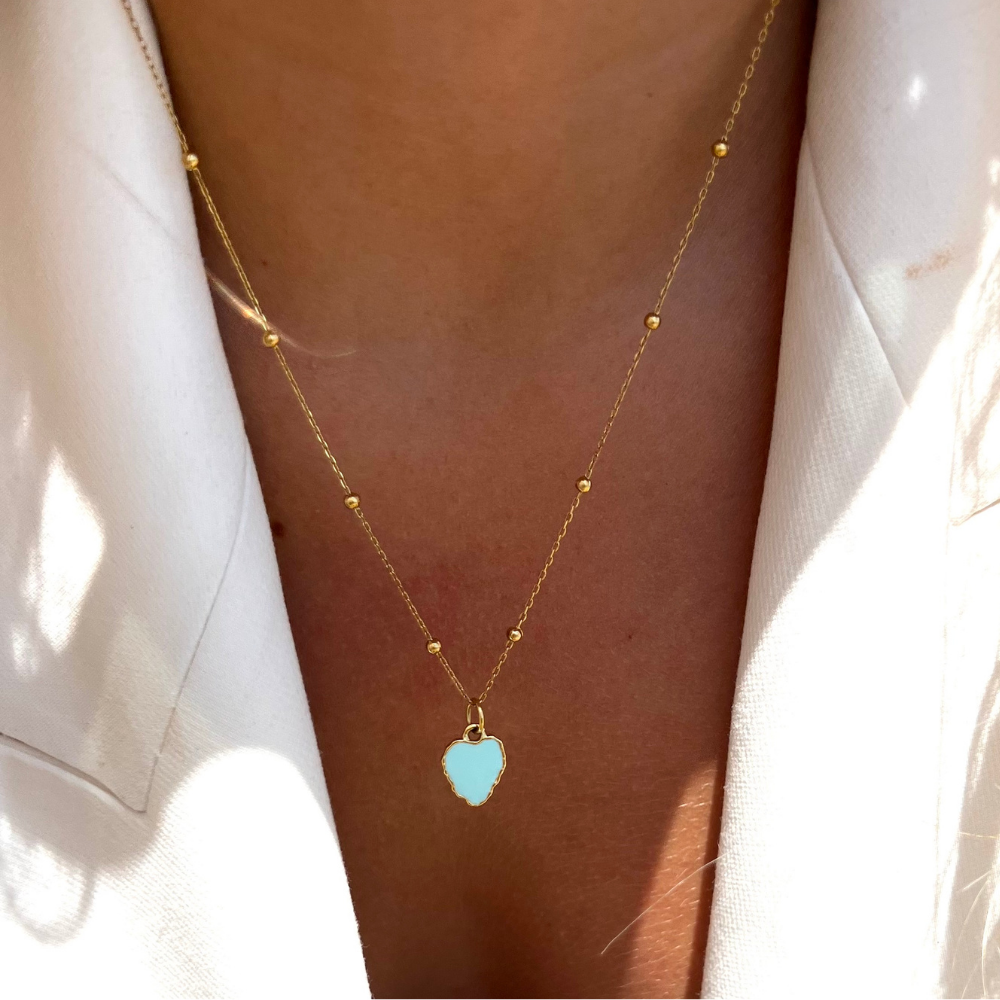 Heart Reef Enamel Gold Necklace