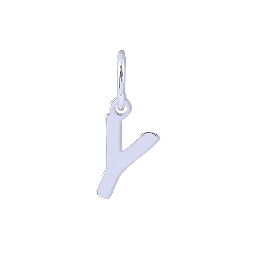 Silver letter 'Y' pendant on a white background