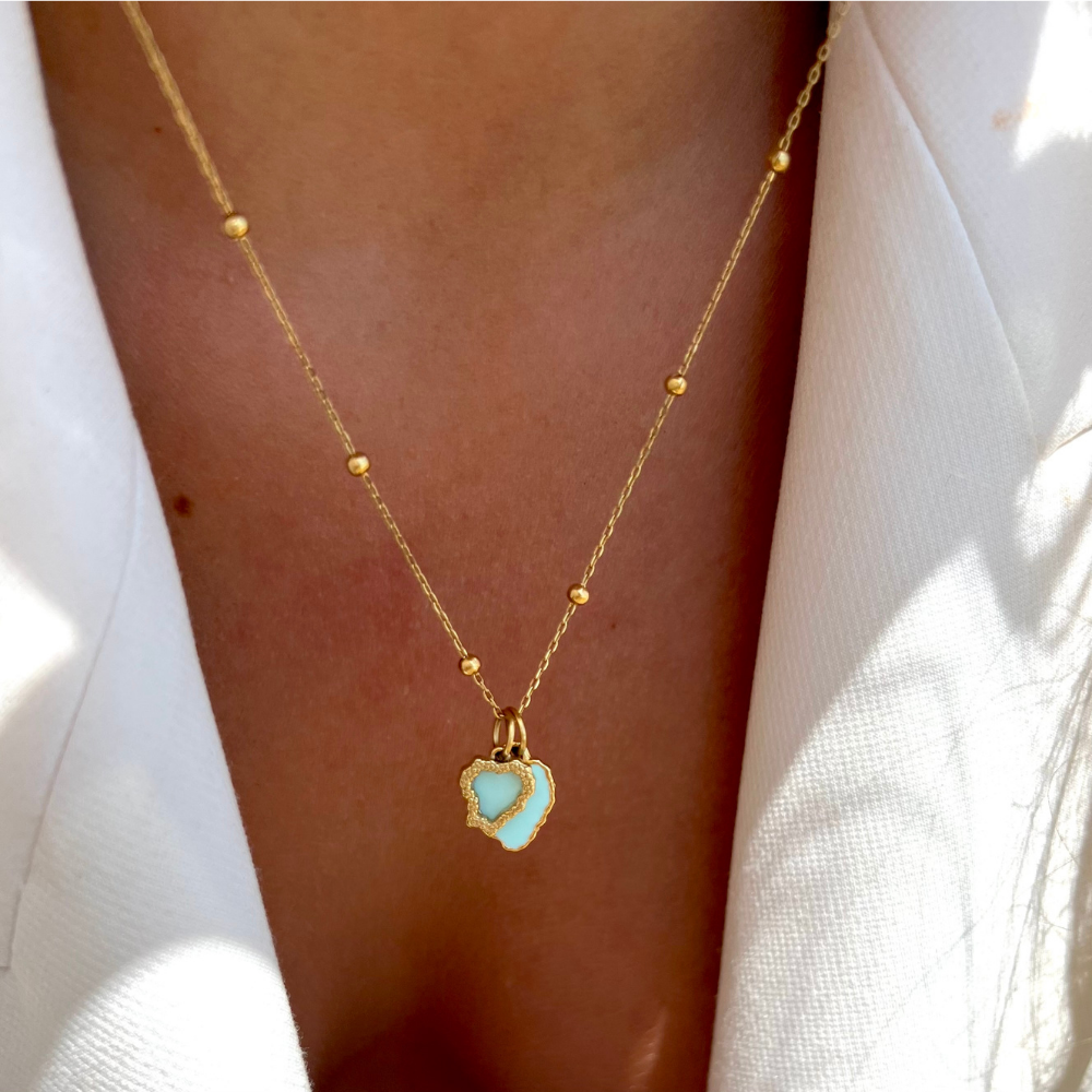 Heart Reef Enamel Gold Necklace