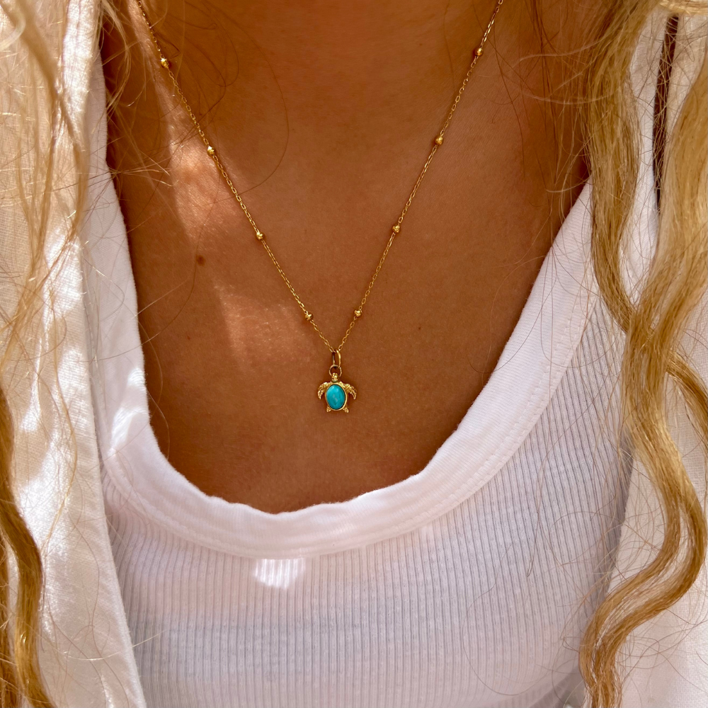 Kemp's Ridley Sea Turtle Stone Necklace