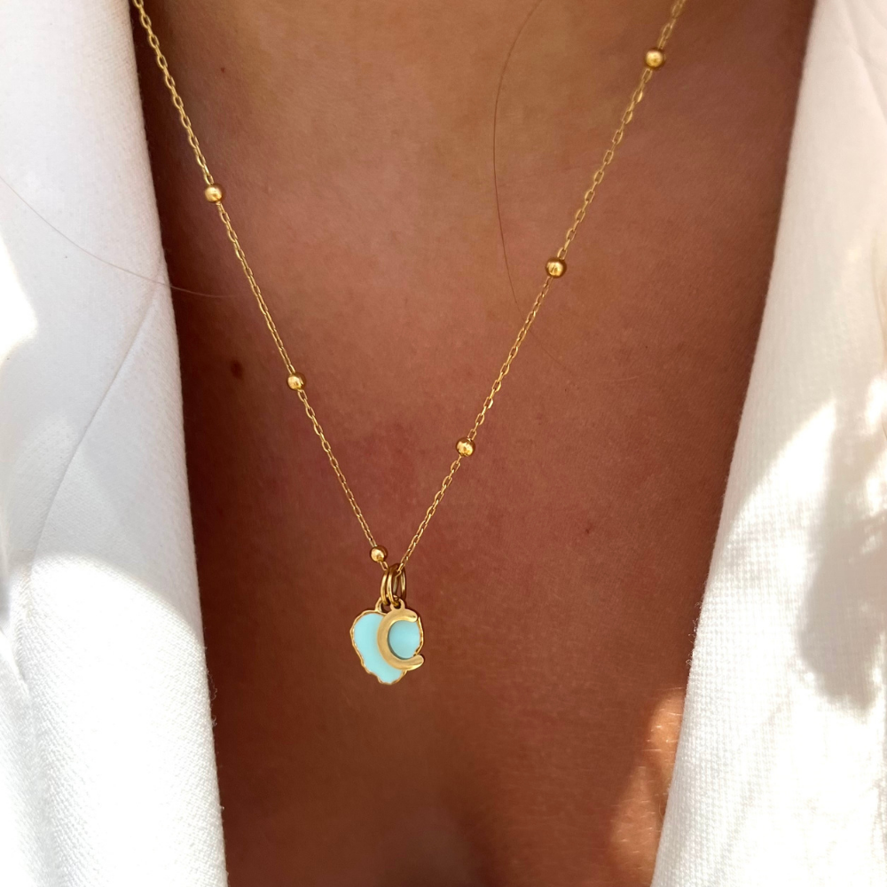 Heart Reef Enamel Gold Necklace