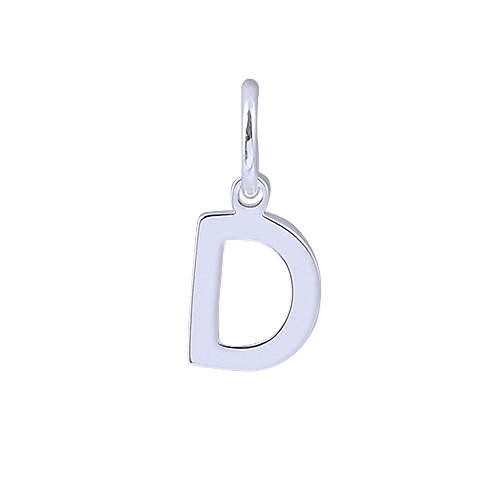 Silver letter 'D' pendant on a white background