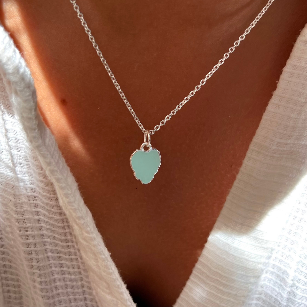 Heart Reef Enamel Silver Necklace