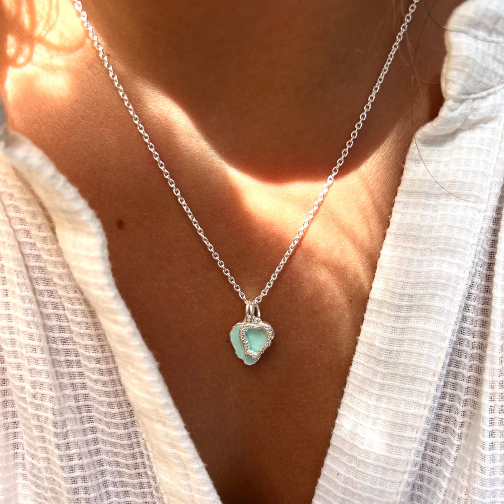 Heart Reef Enamel Silver Necklace