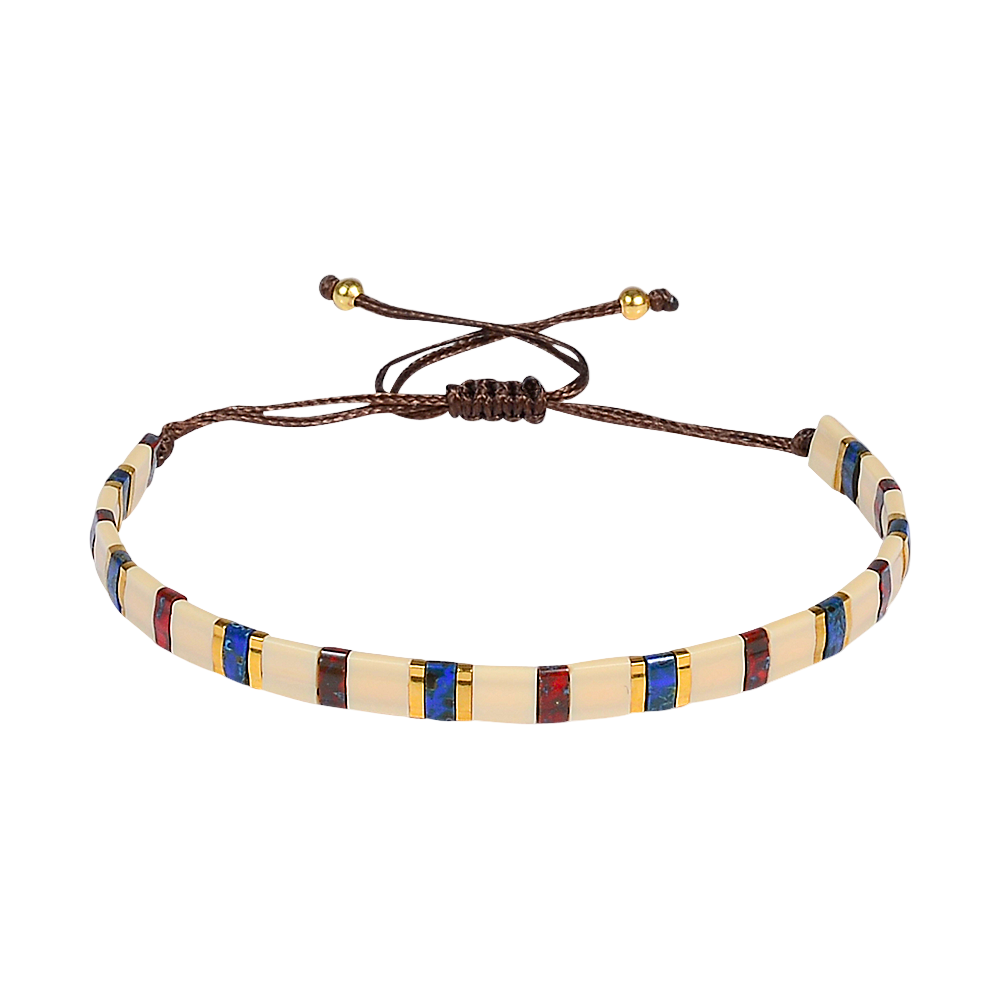 Multicolored beaded bracelet on a white background