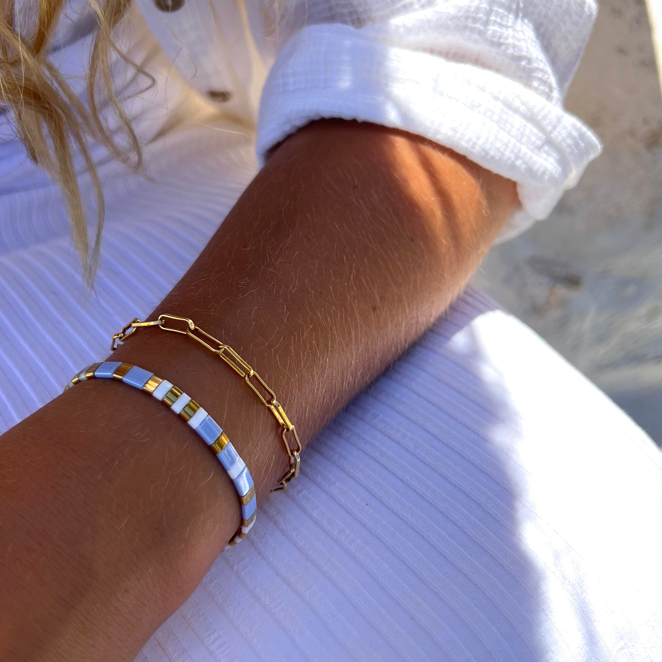 Snow Leopard Classic Beaded Bracelet