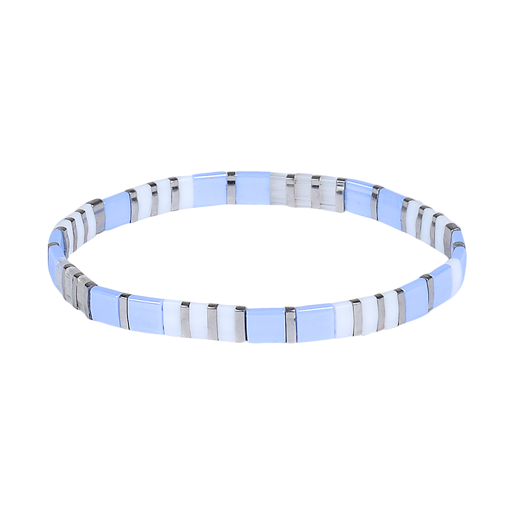 Bracelet with blue and silver pattern on a white background